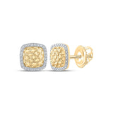 10kt Yellow Gold Womens Round Diamond Nugget Square Earrings 1/4 Cttw