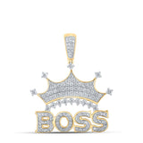 10kt Yellow Gold Mens Round Diamond Boss Crown Charm Pendant 1 Cttw