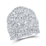 14kt White Gold Round Diamond Cluster Bridal Wedding Ring Band Set 5 Cttw