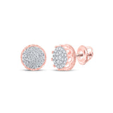 10kt Rose Gold Mens Round Diamond Cluster Earrings 3/4 Cttw