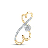 10kt Yellow Gold Womens Round Diamond Infinity Heart Pendant 1/4 Cttw