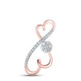 10kt Rose Gold Womens Round Diamond Infinity Heart Pendant 1/4 Cttw