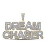 10kt Yellow Gold Mens Baguette Diamond Dream Chaser Charm Pendant 6-3/4 Cttw