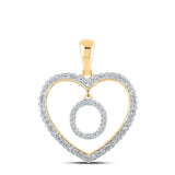 10kt Yellow Gold Womens Round Diamond Heart O Letter Pendant 1/4 Cttw