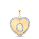 10kt Yellow Gold Womens Round Diamond Heart O Letter Pendant 1/4 Cttw