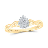 10kt Yellow Gold Womens Round Diamond Teardrop Cluster Ring 1/10 Cttw