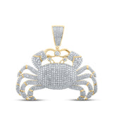 10kt Yellow Gold Mens Round Diamond Crab Cancer Sign Charm Pendant 3-1/3 Cttw