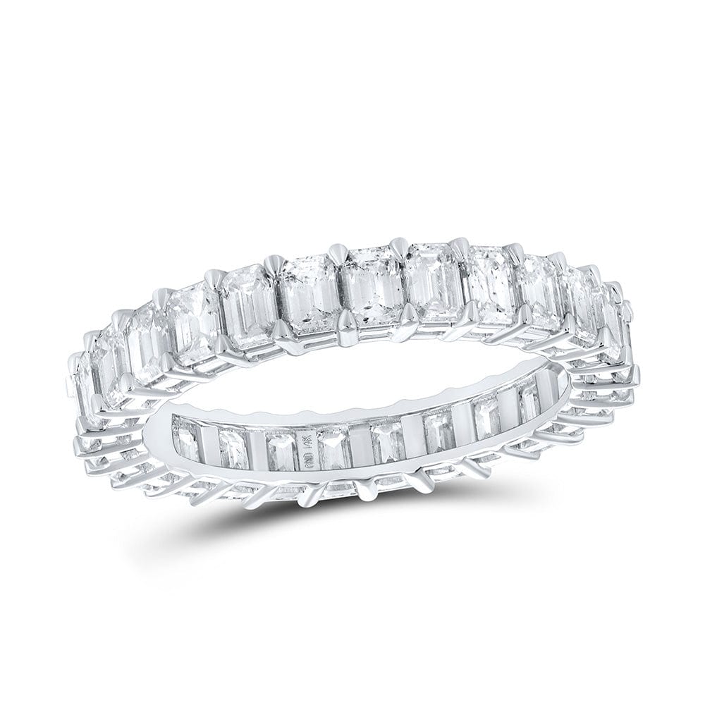 14kt White Gold Womens Emerald Diamond Eternity Ring 2-3/4 Cttw