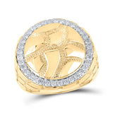 10kt Yellow Gold Mens Round Diamond Nugget Circle Ring 3/4 Cttw