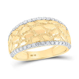 10kt Yellow Gold Mens Round Diamond Nugget Band Ring 3/4 Cttw