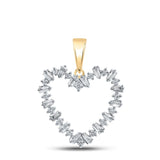 10kt Yellow Gold Womens Baguette Diamond Heart Pendant 1/3 Cttw