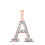 10kt Rose Gold Womens Round Diamond Initial A Letter Pendant 1/12 Cttw