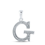 10kt White Gold Womens Round Diamond Initial G Letter Pendant 1/12 Cttw