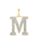 10kt Yellow Gold Womens Round Diamond Initial M Letter Pendant 1/10 Cttw