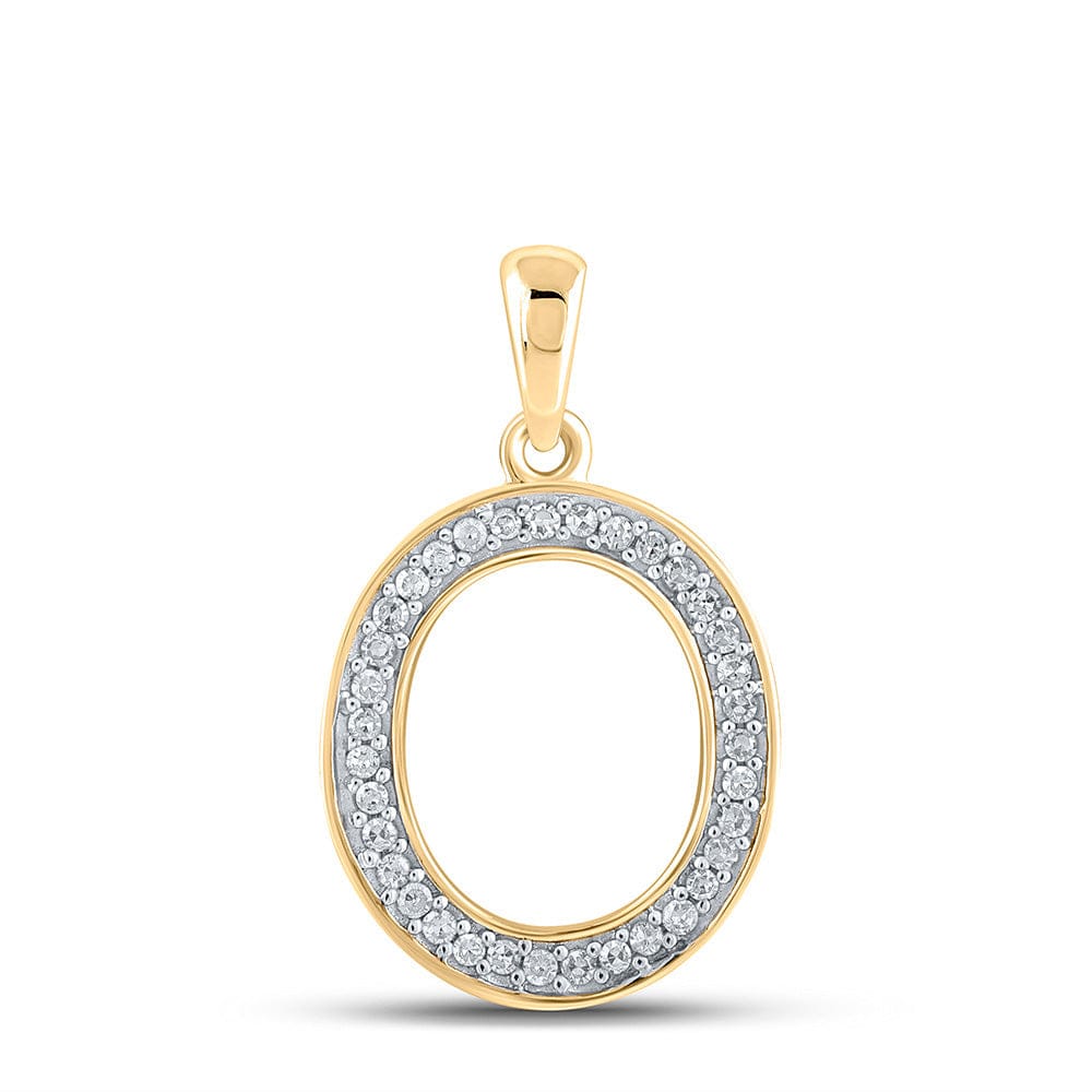 10kt Yellow Gold Womens Round Diamond Initial O Letter Pendant 1/10 Cttw