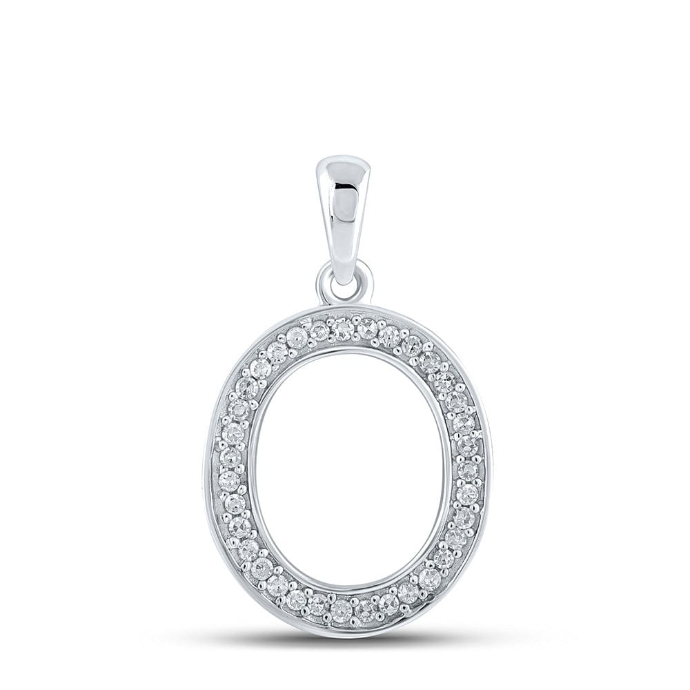 10kt White Gold Womens Round Diamond Initial O Letter Pendant 1/10 Cttw