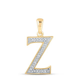 10kt Yellow Gold Womens Round Diamond Initial Z Letter Pendant 1/12 Cttw