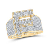 10kt Two-tone Gold Mens Round Diamond F Initial Letter Ring 1 Cttw