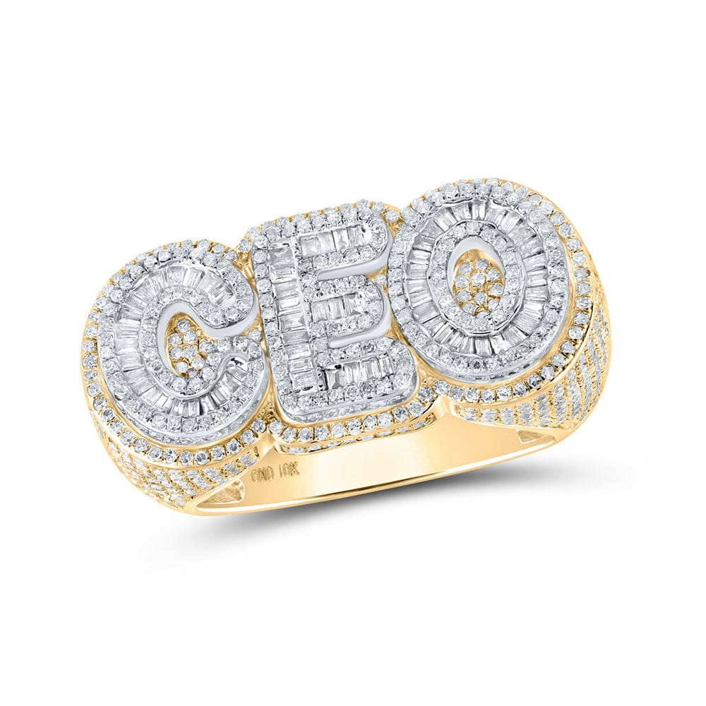 10kt Two-tone Gold Mens Baguette Diamond CEO Ring 2 Cttw