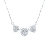 10kt White Gold Womens Round Diamond Triple Heart Necklace 1/4 Cttw