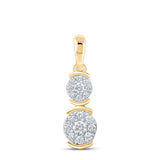10kt Yellow Gold Womens Round Diamond Double Cluster Pendant 1/4 Cttw