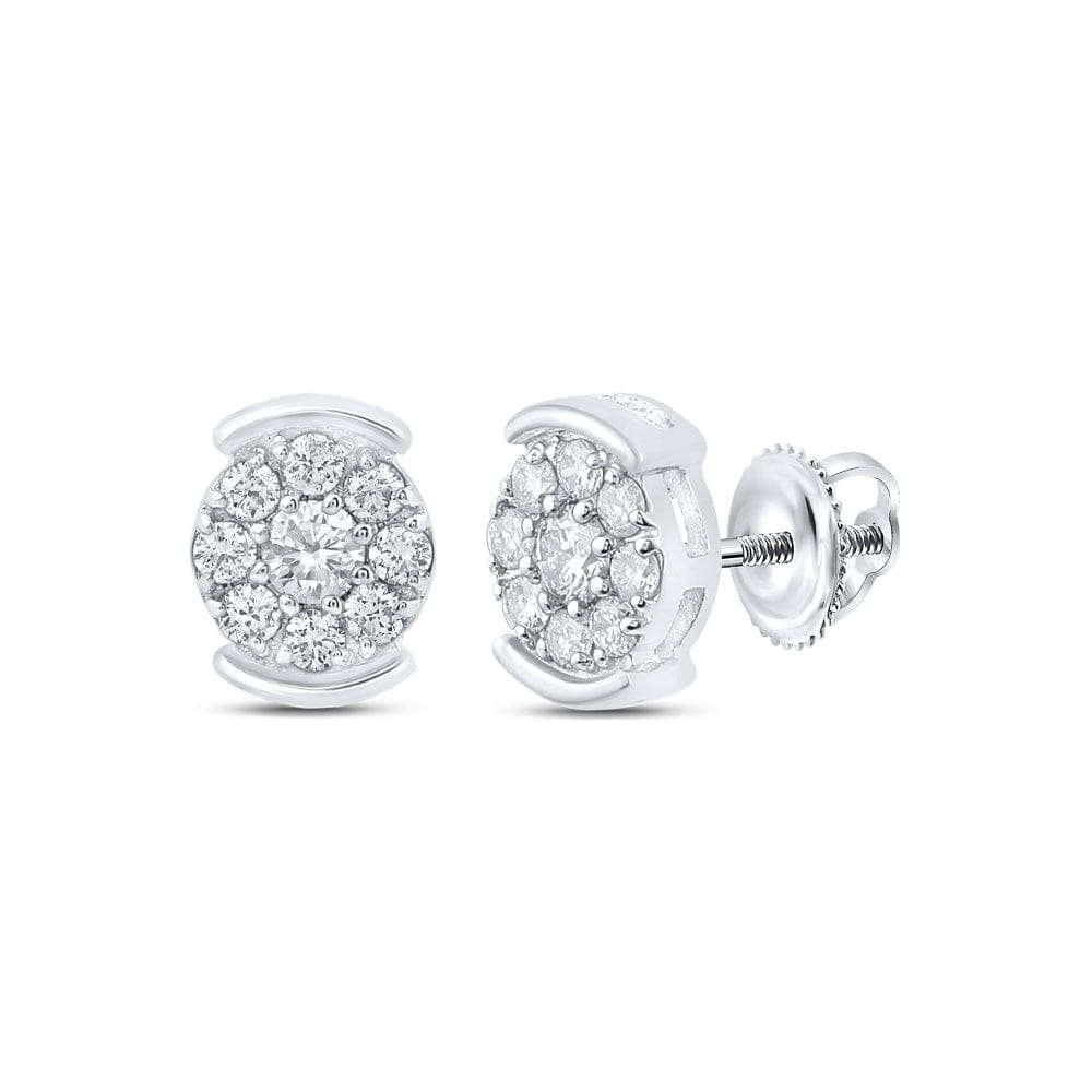 10kt White Gold Womens Round Diamond Cluster Earrings 1/4 Cttw
