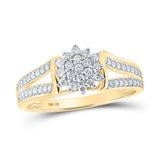 10kt Yellow Gold Womens Round Diamond Cluster Ring 1/5 Cttw
