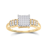 14kt Yellow Gold Womens Princess Diamond Square Cluster Ring 1/3 Cttw