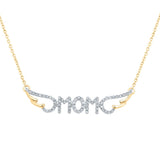 10kt Yellow Gold Womens Round Diamond Mom Necklace 1/6 Cttw