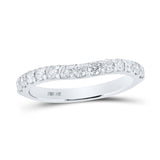 10kt White Gold Womens Round Diamond Curved Band Ring 1/2 Cttw