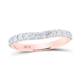 10kt Rose Gold Womens Round Diamond Curved Band Ring 1/2 Cttw