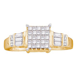 14kt Yellow Gold Womens Princess Diamond Cluster Bridal Wedding Engagement Ring 1/2 Cttw