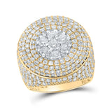 10kt Yellow Gold Mens Round Diamond Presidential Cluster Ring 6 Cttw