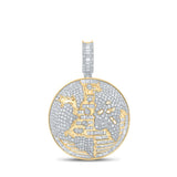 10kt Yellow Gold Mens Baguette Diamond Globe Charm Pendant 7-3/4 Cttw