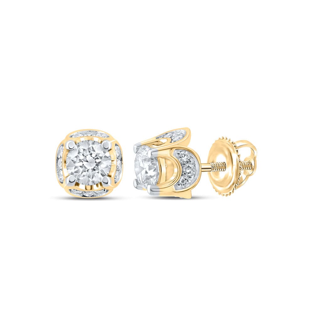 10kt Yellow Gold Womens Round Diamond Solitaire Earrings 5/8 Cttw