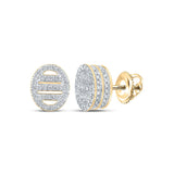 10kt Yellow Gold Womens Round Diamond Oval Earrings 1/2 Cttw