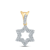 10kt Yellow Gold Womens Round Diamond Star of David Religious Pendant 1/3 Cttw