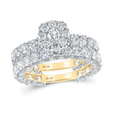 10kt Yellow Gold Round Diamond Bridal Wedding Ring Band Set 5 Cttw
