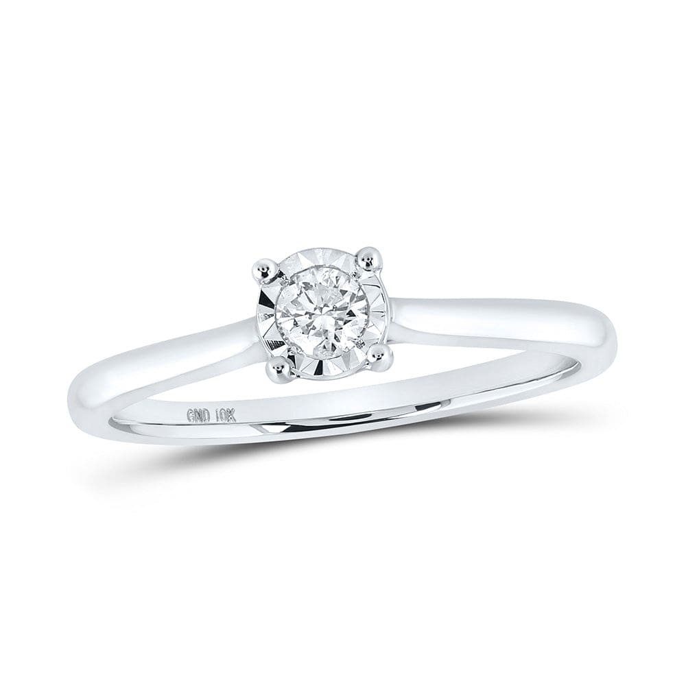 10kt White Gold Womens Round Diamond Solitaire Ring 1/6 Cttw
