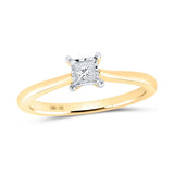 10kt Yellow Gold Womens Princess Diamond Solitaire Ring 1/6 Cttw
