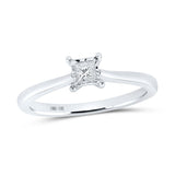 10kt White Gold Womens Princess Diamond Solitaire Ring 1/6 Cttw