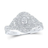 14kt White Gold Oval Diamond Solitaire Halo Bridal Wedding Engagement Ring 1 Cttw