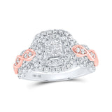 10kt Two-tone Gold Princess Diamond Square Bridal Wedding Engagement Ring 1 Cttw