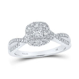 14kt White Gold Princess Diamond Halo Bridal Wedding Engagement Ring 3/4 Cttw