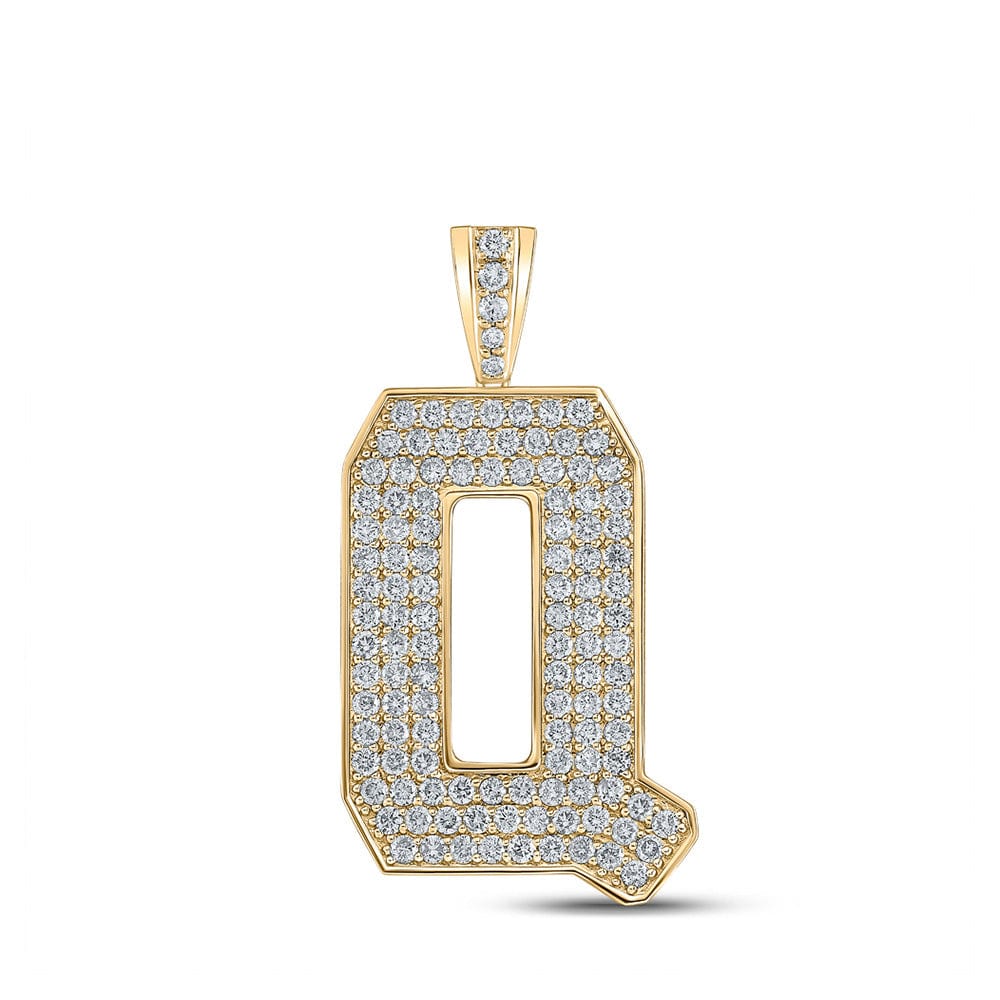 10kt Yellow Gold Mens Round Diamond Q Initial Letter Charm Pendant 2 Cttw