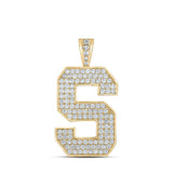 10kt Yellow Gold Mens Round Diamond S Initial Letter Charm Pendant 2 Cttw