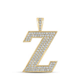 10kt Yellow Gold Mens Round Diamond Z Initial Letter Charm Pendant 1-3/4 Cttw
