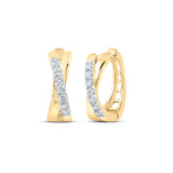 10kt Yellow Gold Womens Round Diamond Hoop Earrings 1/6 Cttw