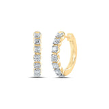 10kt Yellow Gold Womens Round Diamond Hoop Earrings 1 Cttw