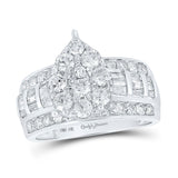 10kt White Gold Round Diamond Teardrop Bridal Wedding Engagement Ring 2 Cttw